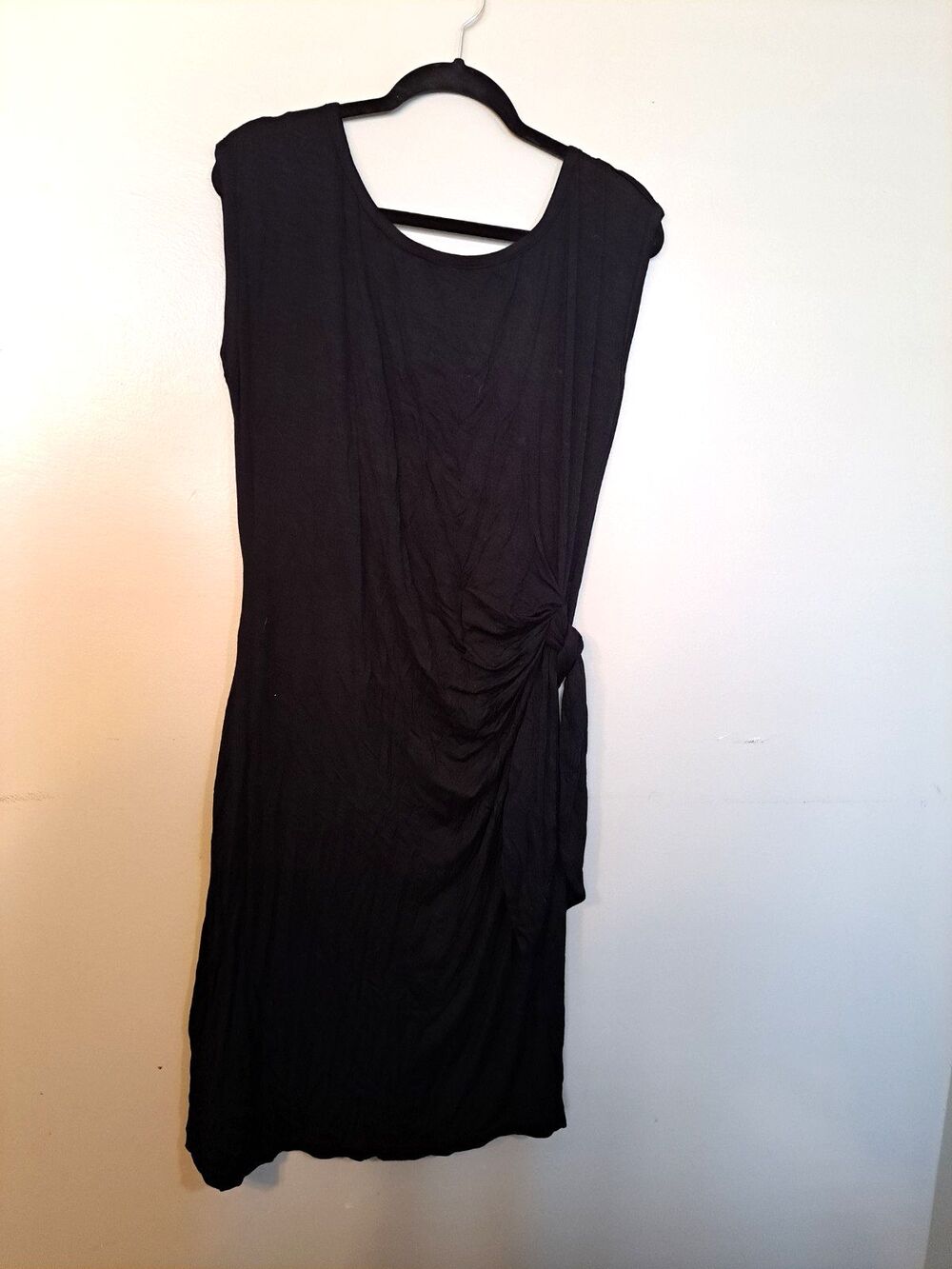 Boston Proper Women's Large Black Midi Tie Ruche Detail Classic